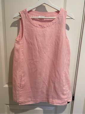 Pure Jill by J.Jill 100% Linen Tank Top Light Pink Tunic pockets - small petite